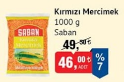 Saban Kırmızı Mercimek 1000 g