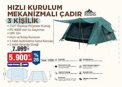 North Pacific Hızlı Kurulum Mekanizmalı Çadır 3 Kişilik 