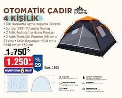 North Pacific Otomatik Çadır 4 Kişilik 