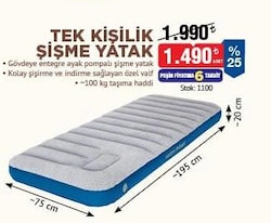 High Peak Tek Kişilik Şişme Yatak