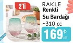 Rakle Renkli Su Bardağı 310 cc 2'li