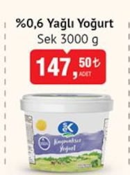 Sek %0,6 Yağlı Yoğurt 3000 g