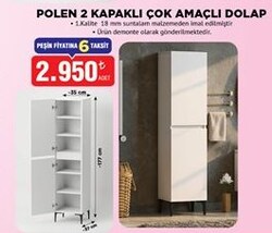 Moonlife Polen 2 Kapaklı Çok Amaçlı Dolap