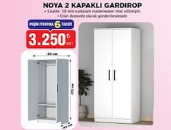 Moonlife Noya 2 Kapaklı Gardırop