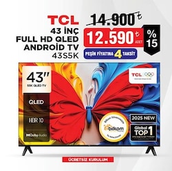 Tcl 43S5K 43 inç Full HD QLED Android Tv