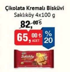 Saklıköy Çikolata Kremalı Bisküvi 4x100 g