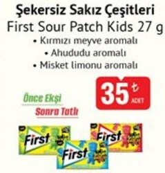 First Sour Patch Kids Şekersiz Sakız Çeşitleri 27 g