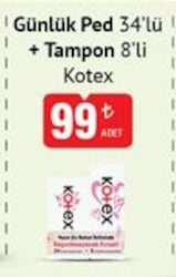 Kotex Günlük Ped 34'lü + Tampon 8'li