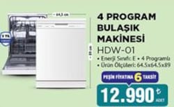 Kumtel HDW-01 4 Program Bulaşık Makinesi