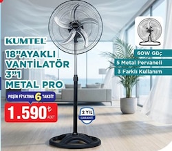 Kumtel 18 Ayaklı Vantilatör 3'1 Metal Pro 60 W