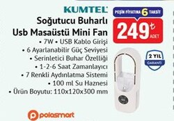 Kumtel Soğutucu Buharlı USB Masaüstü Mini Fan 7 W