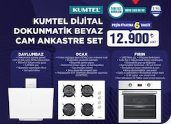 Kumtel Dijital Dokunmatik Beyaz Cam Ankastre Set