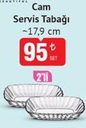 Paşabahçe Cam Servis Tabağı 17.9 cm 2'li