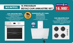 Kumtel 15 Program Beyaz Cam Ankastre Set