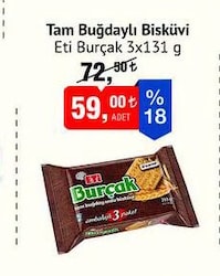 Eti Burçak Tam Buğdaylı Bisküvi 3x131 g
