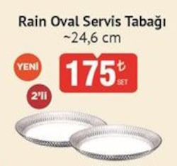 Paşabahçe Rain Oval Servis Tabağı 24.6 cm 2'li