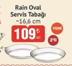 Paşabahçe Rain Oval Servis Tabağı 16.6 cm 2'li