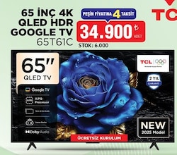 Tcl 65T61C 65 inç 4K Qled Hdr Google Tv