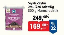 Marmarabirlik 291-320  Adet/kg Siyah Zeytin 800 g