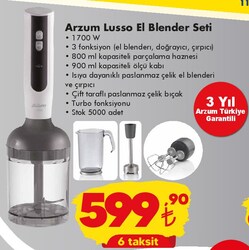 Arzum Lusso El Blender Seti 1700 W