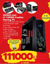 Asus World Intel I7-13900K FreeDos Gaming Pc+USB-BT490 Bluetooth Adaptör Hediyeli