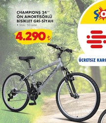Champıons Tempo 24' Ön Amortisörlü Bisiklet - Gri - Siyah