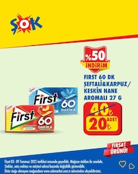 First Infinity 60 Dk Karpuz&Şeftali Aromalı Şekersiz Sakız 27 gr