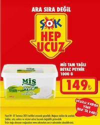 Mis Tam Yağlı 1000 gr Taze Beyaz Peynir