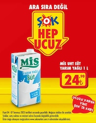 Mis 1 lt Uht Yarım Yağlı Süt