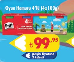 Pritt 4 Renk x 100 gr Oyun Hamuru