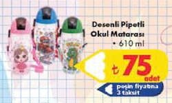 Desenli Pipetli Okul Matarası 610 ml Çeşitleri