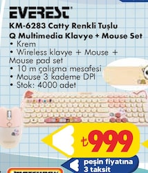 Everest Catty KM-6283 Kablosuz Klavye Mouse Seti