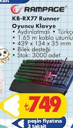 Rampage Runner KB-RX77 Membrane Switch Kablolu Oyuncu Klavyesi