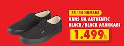 VANS UA Authentic VN000EE3BKA1 Unisex SİYAH Günlük Sneaker Ayakkabı - 36 - Siyah