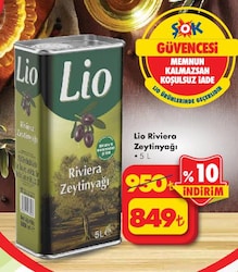 Lio Riviera Zeytinyağı Teneke 5 Lt