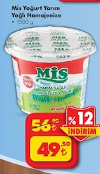 Mis Yarım Yağlı Homojenize Yoğurt 1.5 kg