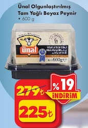Ünal 600 gr Olgunlaştırılmış Tam Yağlı Peynir