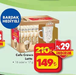 Cafe Crown Latte 16 x 17 G + Bardak