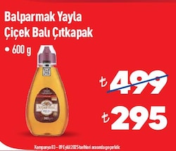 Balparmak Çıt Kapak 600 gr Süzme Çiçek Yayla Balı