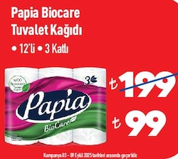 Papia BioCare 12'li Tuvalet Kağıdı