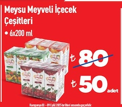 Meysu 200 ml 6'lı Paket Şeftali Meyve Suyu
