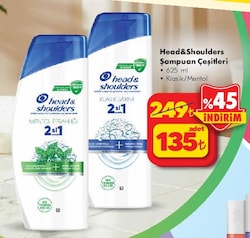 Head & Shoulders Mentol Ferahlığı 2'si 1 Arada 625 ml Kepek Şampuanı