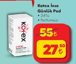 Kotex Lightdays İnce Parfümsüz 34'lü Günlük Ped