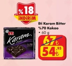 Eti Karam Bitter %70 Kakao 60 g