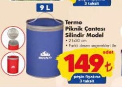 Termo Piknik Çantası Silindir Model 21x30 cm 9 l