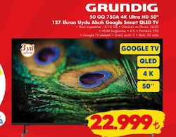 Grundig 50 GQ 750A 4K Ultra HD 50 inç 127 Ekran Uydu Alıcılı Google Smart Qled Tv
