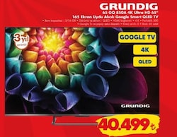 Grundig 65 GQ 850A 4K Ultra HD 65 inç 165 Ekran Uydu Alıcılı Google Smart Qled Tv