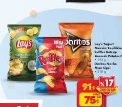 Lays/Ruffles/Doritos Cips Çeşitleri 193-218 g