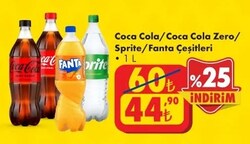 Coca Cola/Coca Cola Zero/Sprite/Fanta 1 l Çeşitleri