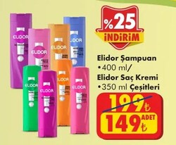 Elidor Şampuan 400 ml/ Saç Kremi 350 ml Çeşitleri